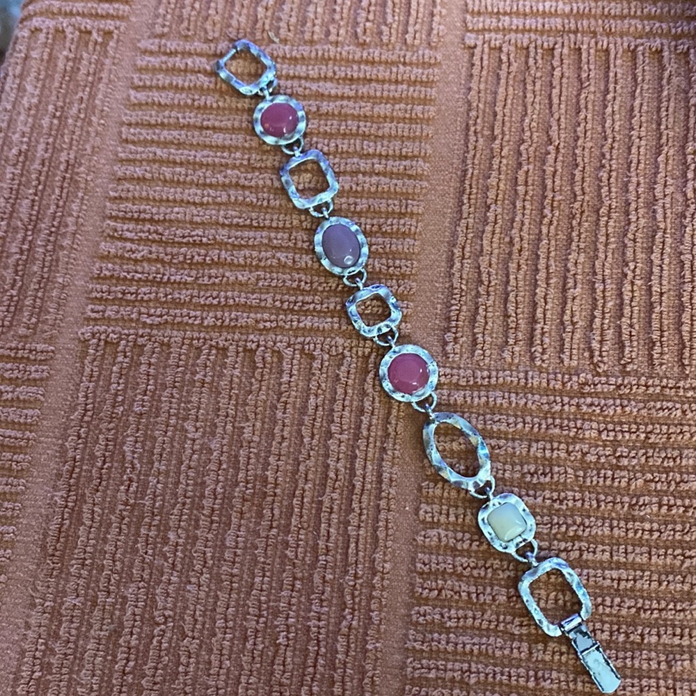 Lia Sophia Silver Toned Bracelet with Pink & Purple Accents